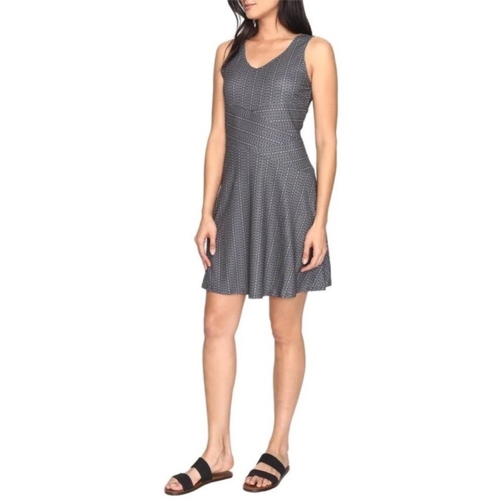 prAna Amelie Charcoal Parade Geometric Athletic Travel Tank Dress Small